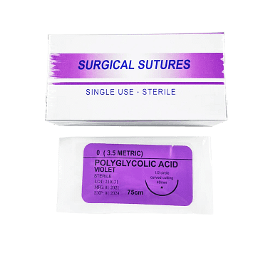 Sutura absorvível de PGA Sutura cirúrgica de ácido poliglicólico violeta