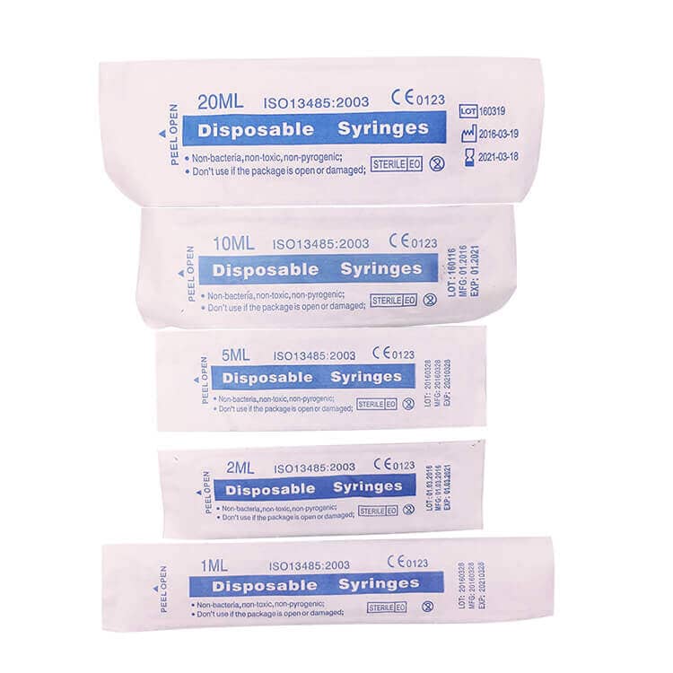 the packing of disposable syringes